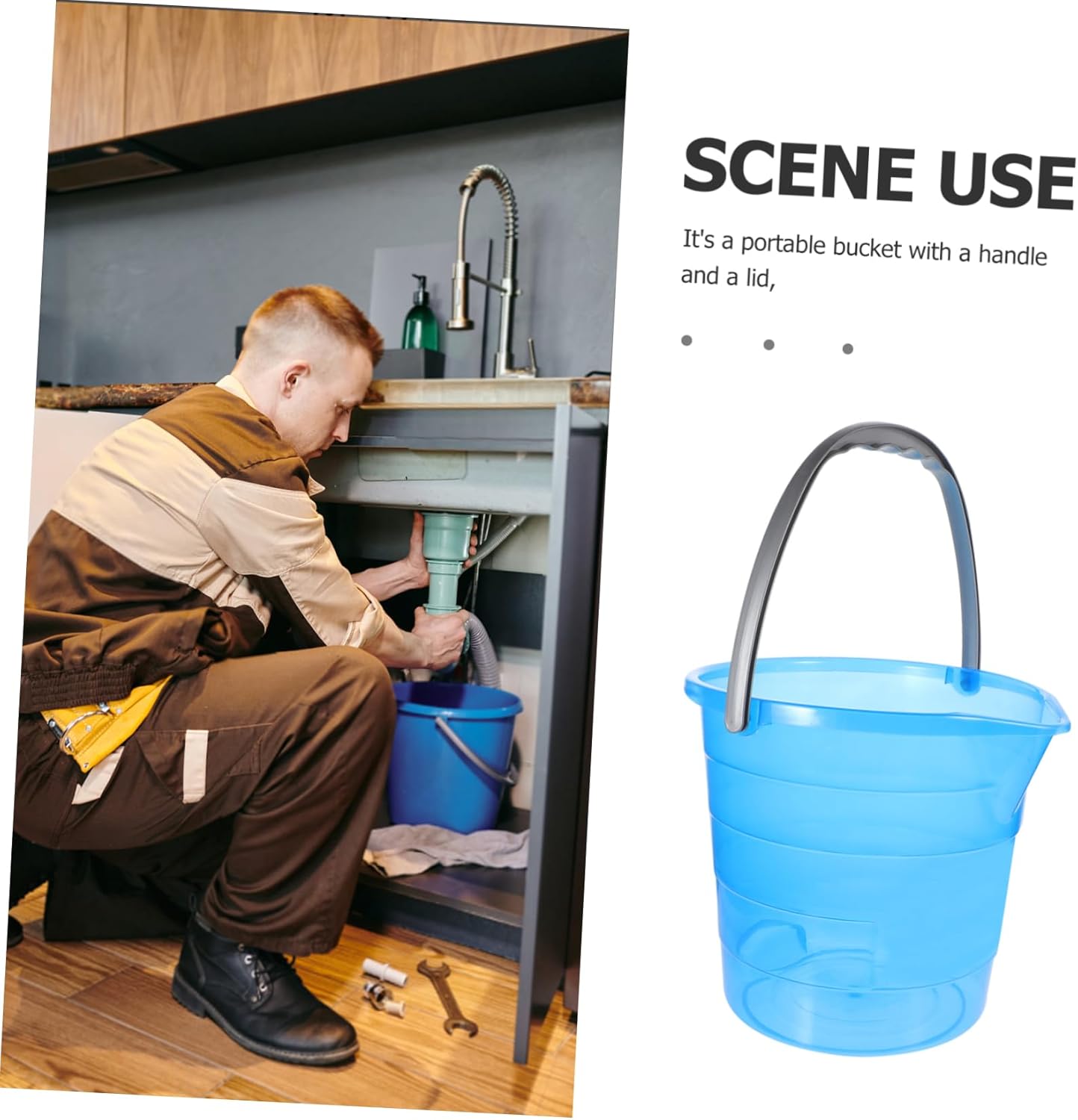 OUNONA Thickened Plastic Water Bucket with Handle Portable Multipurpose Storage for Home Dormitory and Outdoor Use for Washing Fishing and More