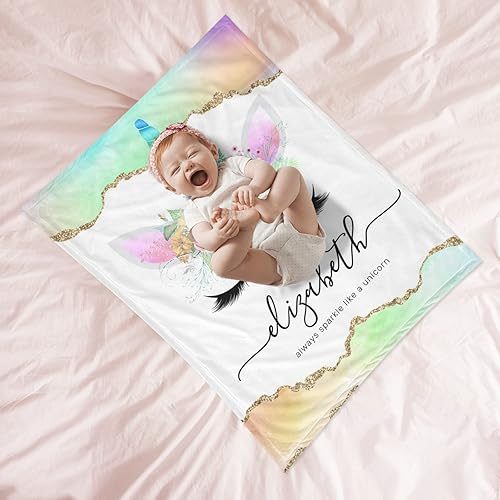 Miniatura 5 de Seamaid Manta de bebé personalizada de unicornio para niñas, manta de bebé personalizada con nombre, regalos personalizados para niña, manta de bebé