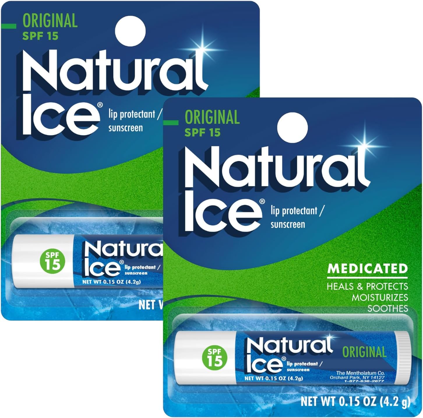 Mentholatum Natural Ice Lip Balm Original SPF 15 1 Each ( Pack of 2)