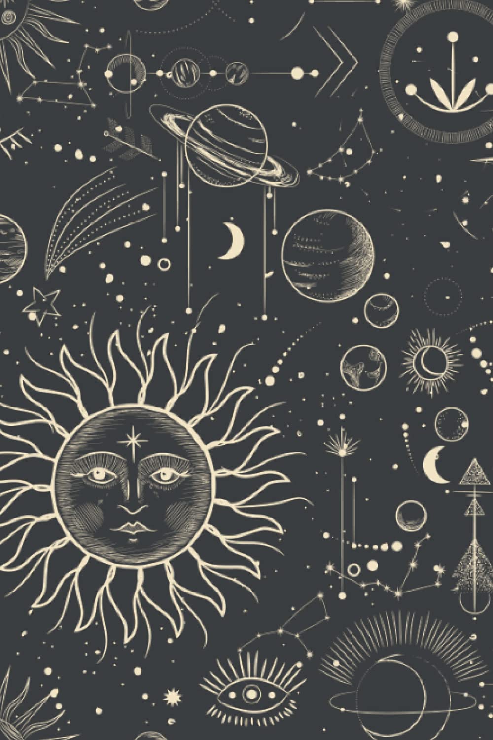 Celestial Notebook Blank Lined 6x9 - Universe: Astrology and Astronomy Journal with Sun Moon Stars