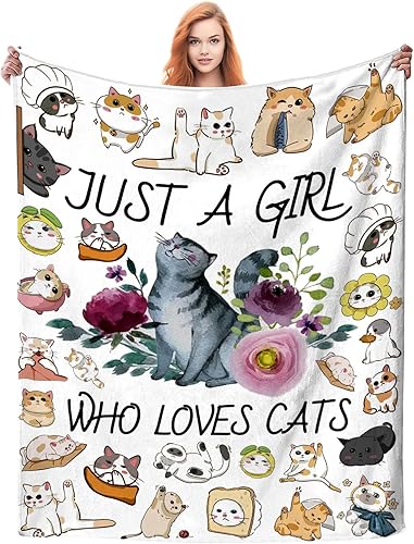 Miniatura 2 de Cat Blanket Super Soft Flannel Throw Blanket Just a Girl Who Loves cat Blankets Cat Gifts for Cat Lovers Cozy Lightweight Blankets for Women Kids