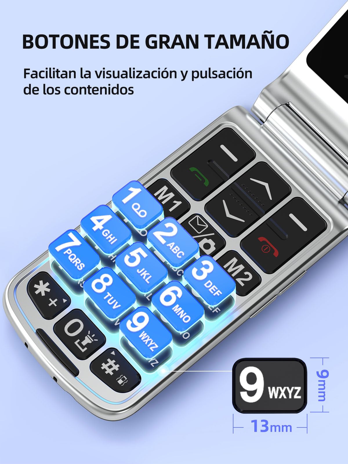 SweetLink F1 Teléfono Móvil para Personas Mayores con Tapa, Teclas Grandes y Volumen Alto, Botón SOS, Bateria 1000mAh, Doble SIM, Pantalla 2,4", Incompatible con lowi/Movistar/Digi/Vodafone