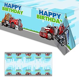 Truck Happy Birthday Tablecloth Truck Party Plastic Supplies Car Theme Boys Girls Green Birthday Party Supplies Party Picnic Camping Plastic Table Cover Decorations