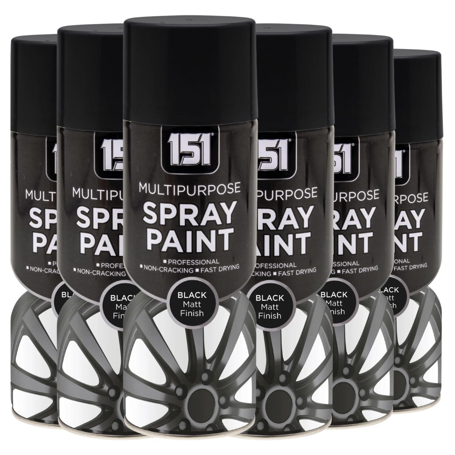 151 Black Matt Multi-Purpose Aerosol Spray Paint 400ml (6 Pack)