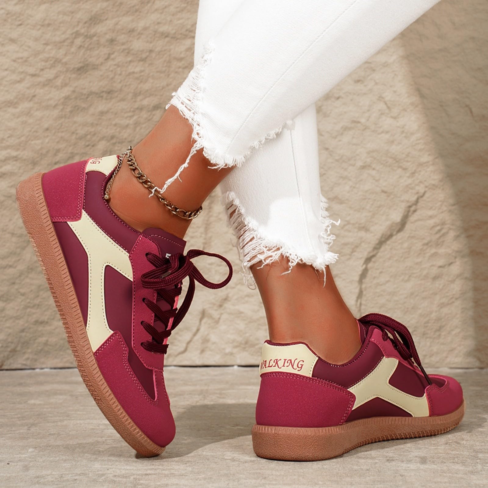 Generisch Scarpe da ginnastica da donna per il tempo libero, stile retrò, classiche e alla moda | Scarpe sportive con lacci, per tennis e skateboard, antiscivolo, leggere, comode scarpe estive per il lavoro