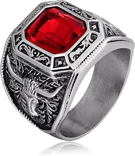 Western Rings, Men Simple Rings Solitaire Ring with Bull Pattern Stainless Steel Size 7-12