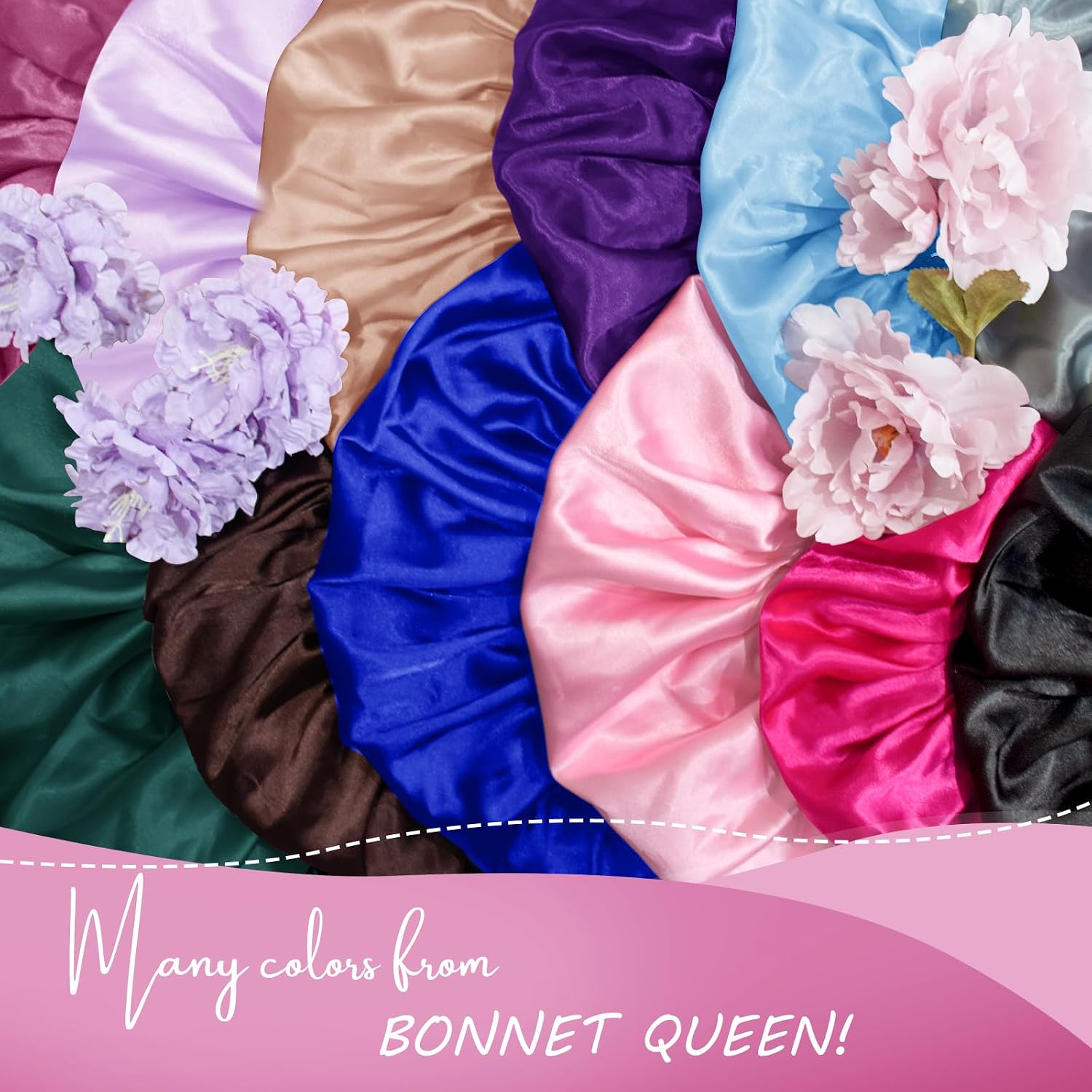 BONNET QUEEN Braid Bonnet Silk Bonnet Foldable Extra Long Wrap for Braids Satin Bonnets with Tie Band Long Sleep Cap