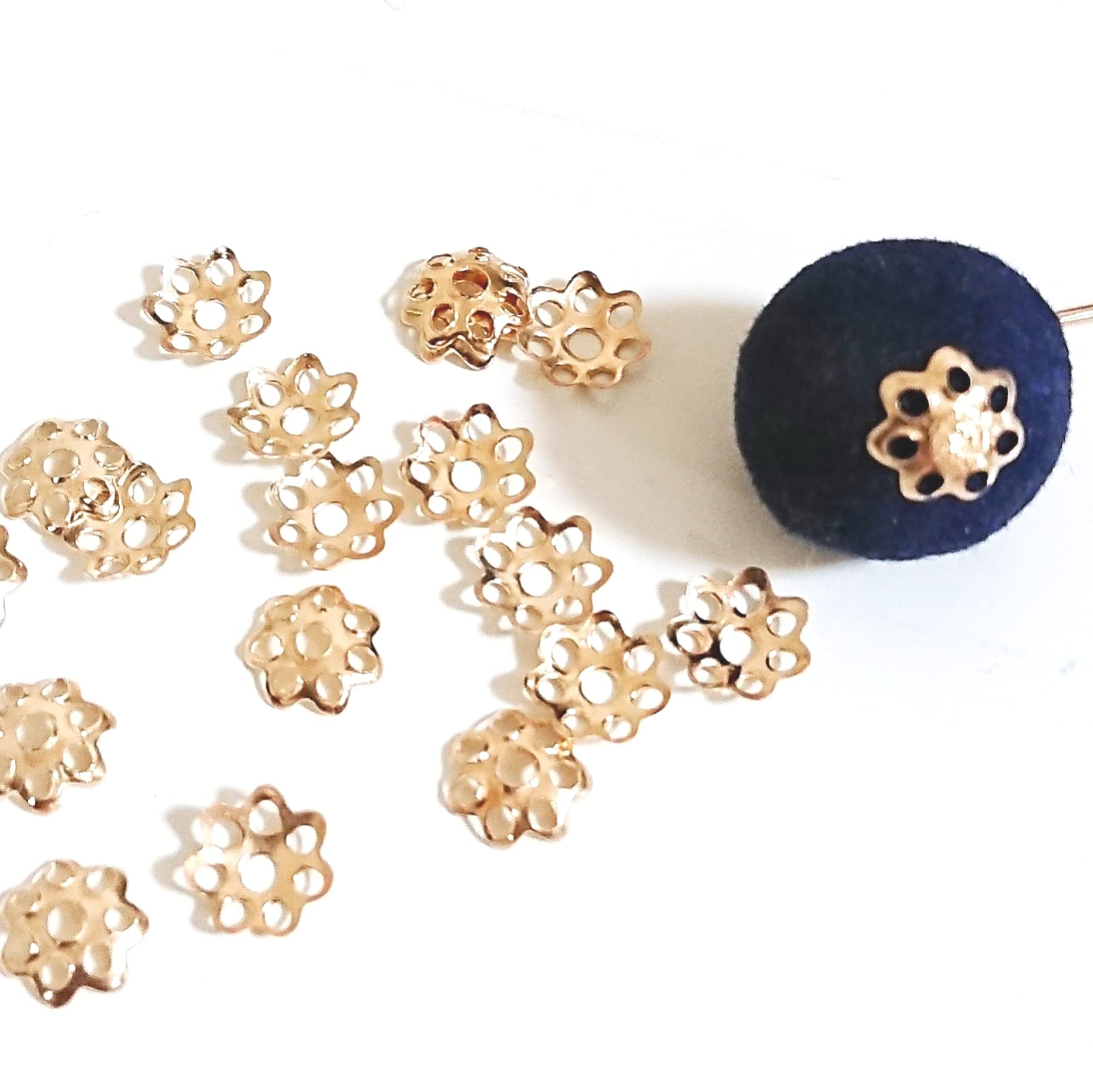 Amazon.co.jp: ビーズキャップ 6mm KCゴールド 花座 座金 300ピース 