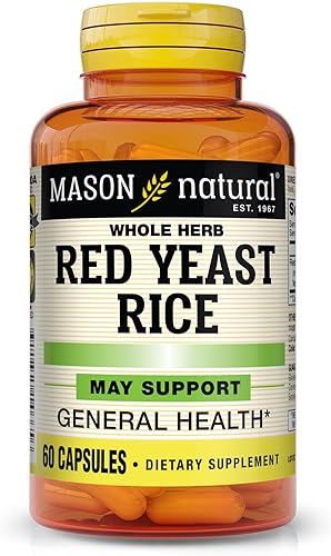 MASON NATURAL Arroz de levadura roja, apoya la salud del corazón y la circulación sanguínea, suplemento herbario, 60 cápsulas