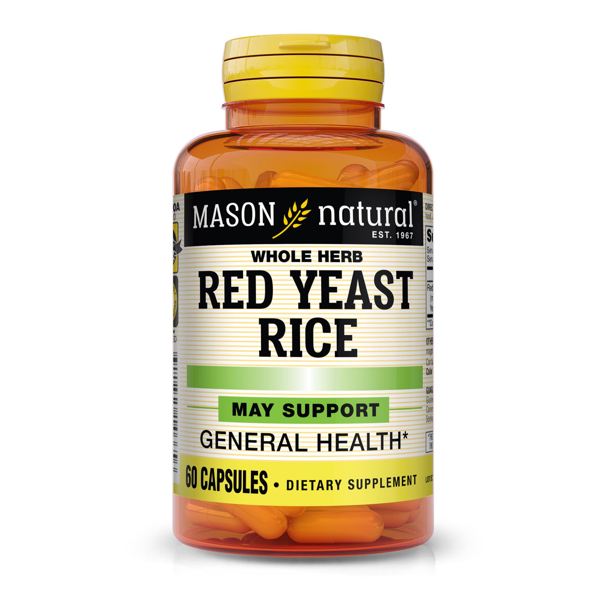 MASON NATURAL Red Yeast Rice, Supports Heart Health & Blood Circulation, Herbal Supplement, 60 Capsules