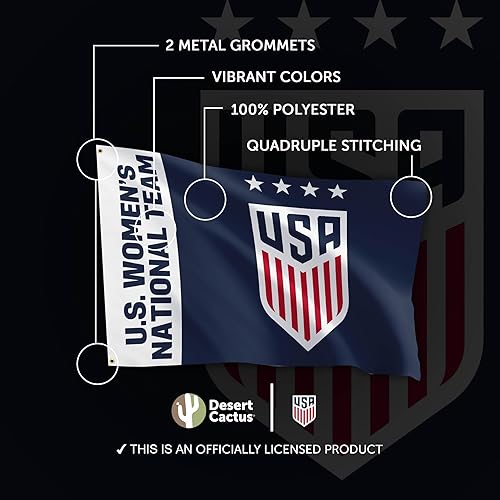 Miniatura 4 de Desert Cactus Bandera de fútbol de Estados Unidos USWNT Equipo nacional femenino de Estados Unidos, 100% poliéster, para interiores y exteriores, 3