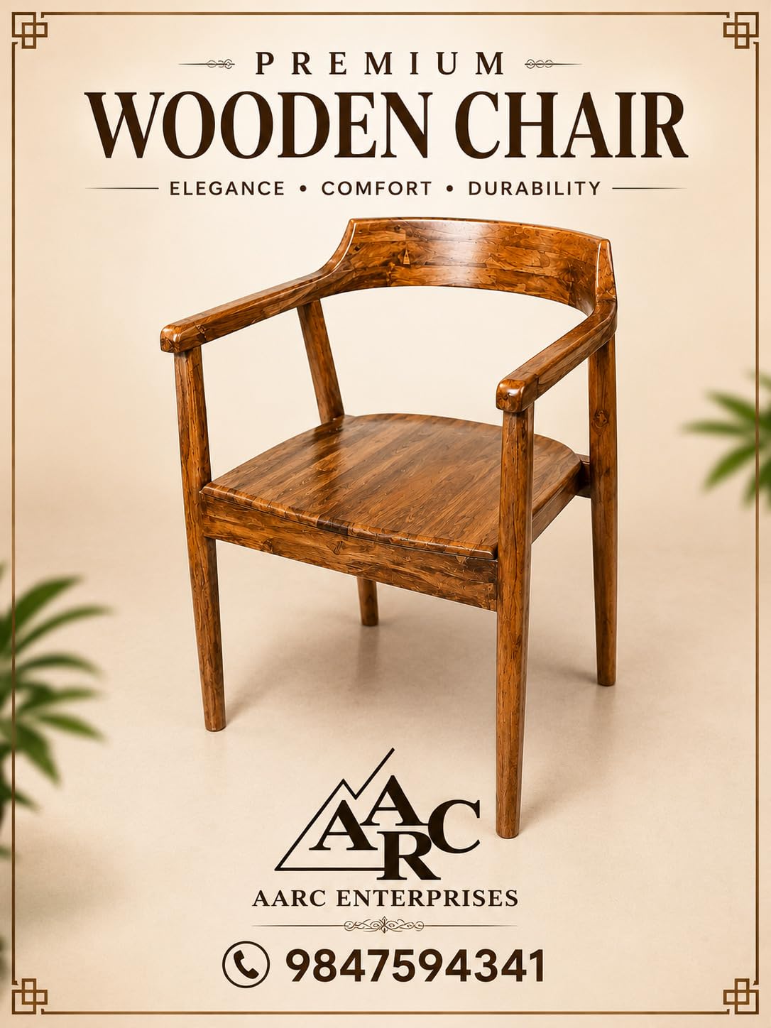 AARC Enterprises Solid Teak Wood Armchair with Ergonomic Design | Handcrafted, Smooth Polished Finish, Sturdy & Durable, Living Room Chair, Curved Backrest-image-47