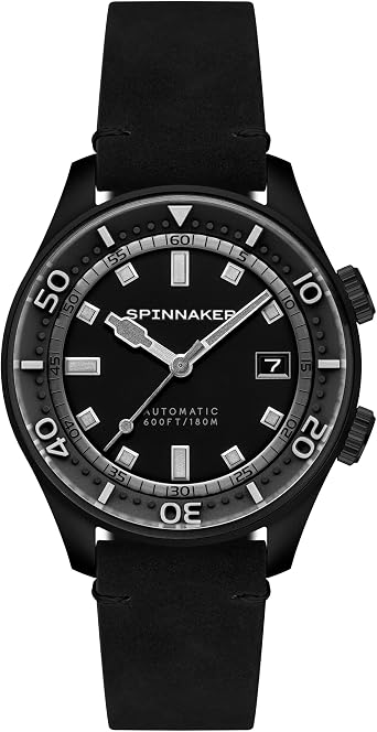 Spinnaker Mens 42mm Bradner Automatic Black Watch with Leather Strap SP-5062-06