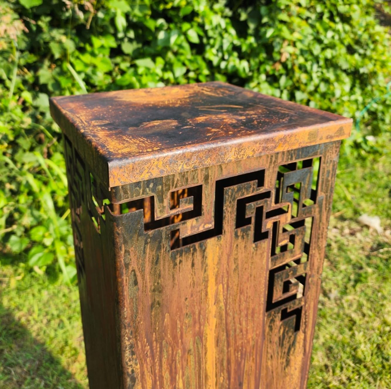 Asian Garden Columns - Zen Garden Decor - Yard Sculpture - Well Cover - Landscape Light Cover- Japanese Garden Decor (48" T x 11" W x 11" D with LID)