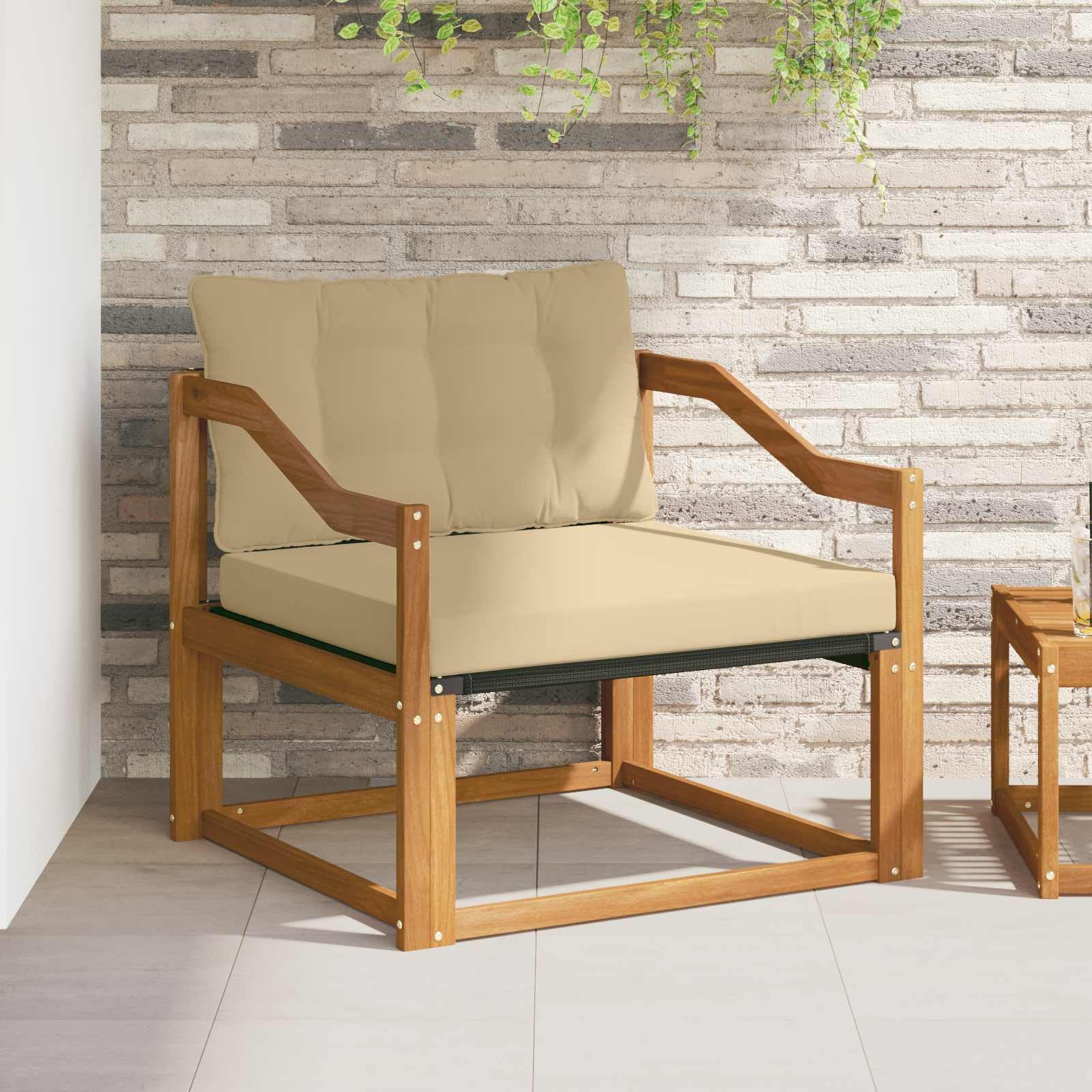 Canapé d'extérieur en bois d'acacia extensible modulaire avec textilène