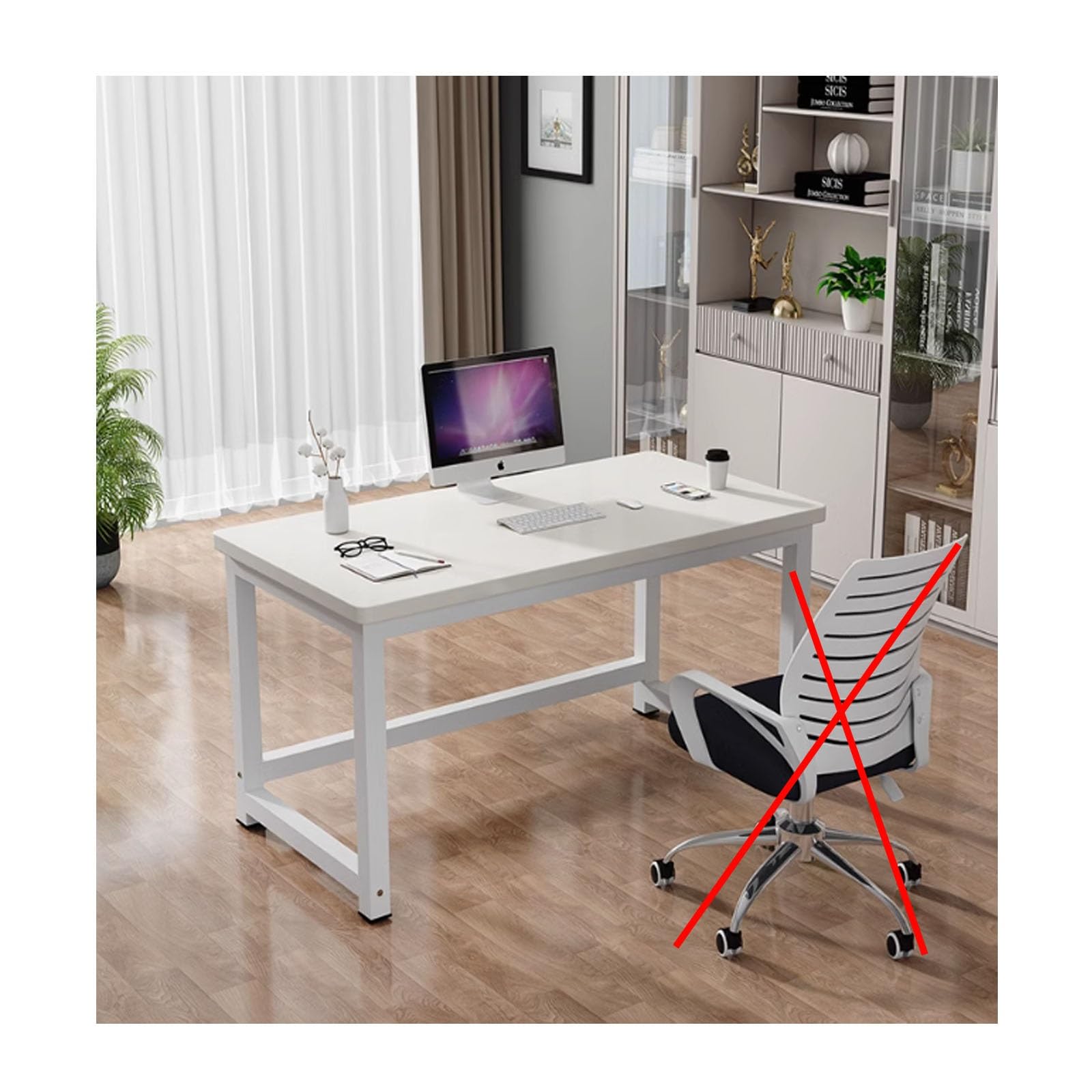 Table de travail blanche 120 cm pour coin bureau à la maison
