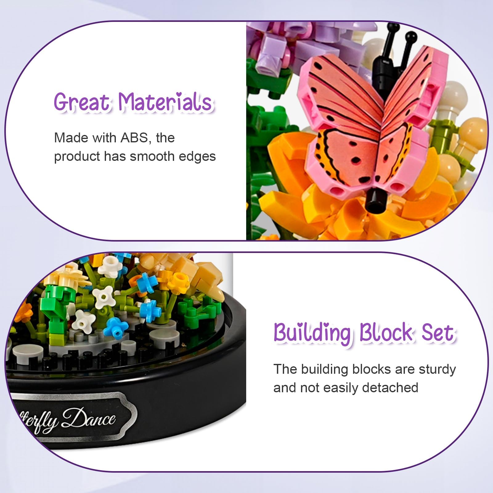 Mini Animals Flower Building Set, 588 Pcs Butterflies Bees Flowers Animals Building Blocks with Transparent Cover - Image 2