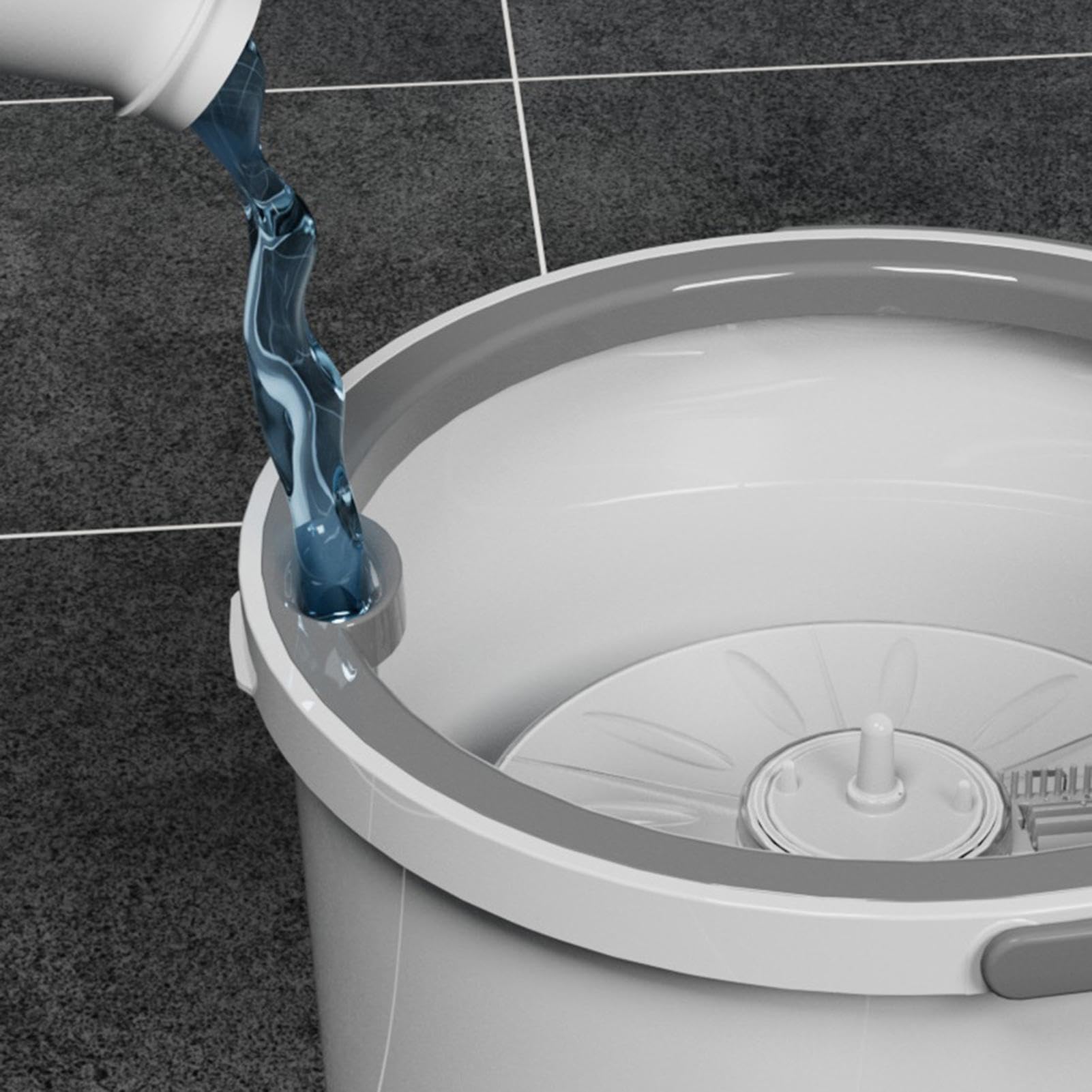 Fregonas para limpieza, escurridor y cubo,Fregona de limpieza plegable con cubo | Juego de fregona de prensa, 6 almohadillas de fregona incluidas, fregona de separación de aguas residuales