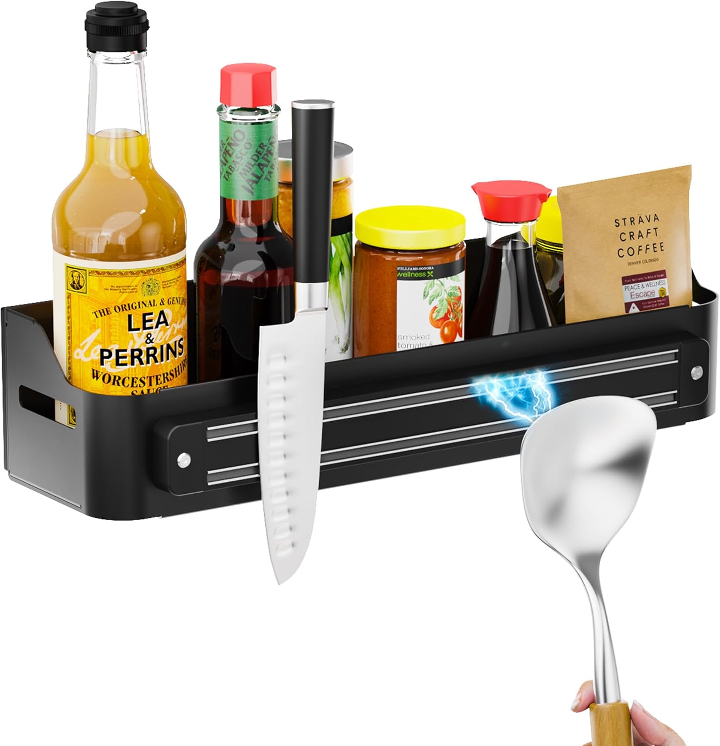 Magnetic Griddle Grill Caddy Organizer,Grill Caddy with Magnetic Tool Holder for Grilling BBQ,Space Saving Magnet Utensils Holder for Outdoor Blackstone Griddle
