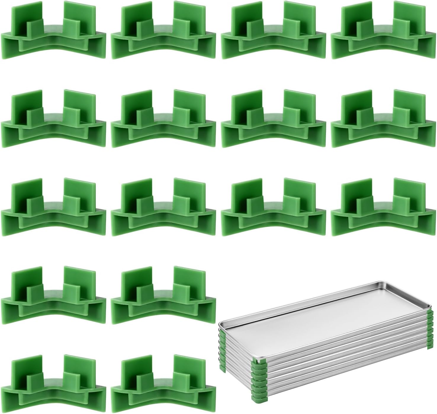 16pcs Silicone Tray Stackers for Harvest Right Freeze Dryer, Stackable & Reusable Freeze Dryer Machine Sheet Pans Supplies Accessories Stacks 5 Trays for Kitchen Storage Organizer (Green)