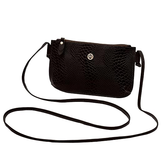 Mariart 201A Bolsa Feminina Transversal de Couro Bovino Legítimo c/Acabamento Anaconda