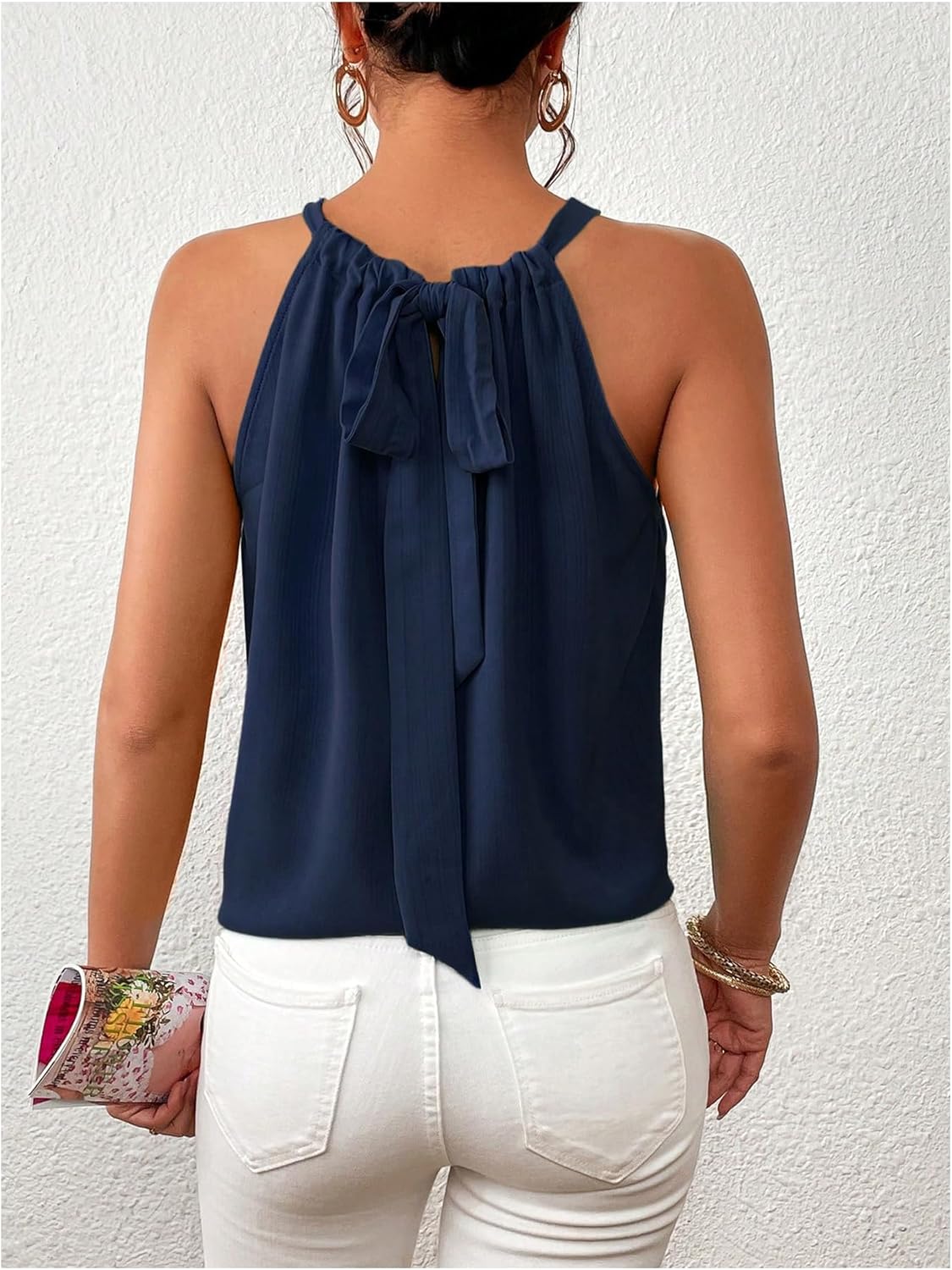 SOLY HUX Women's Halter Tank Top Sleeveless Tie Back Casual Summer Tops - Image 3