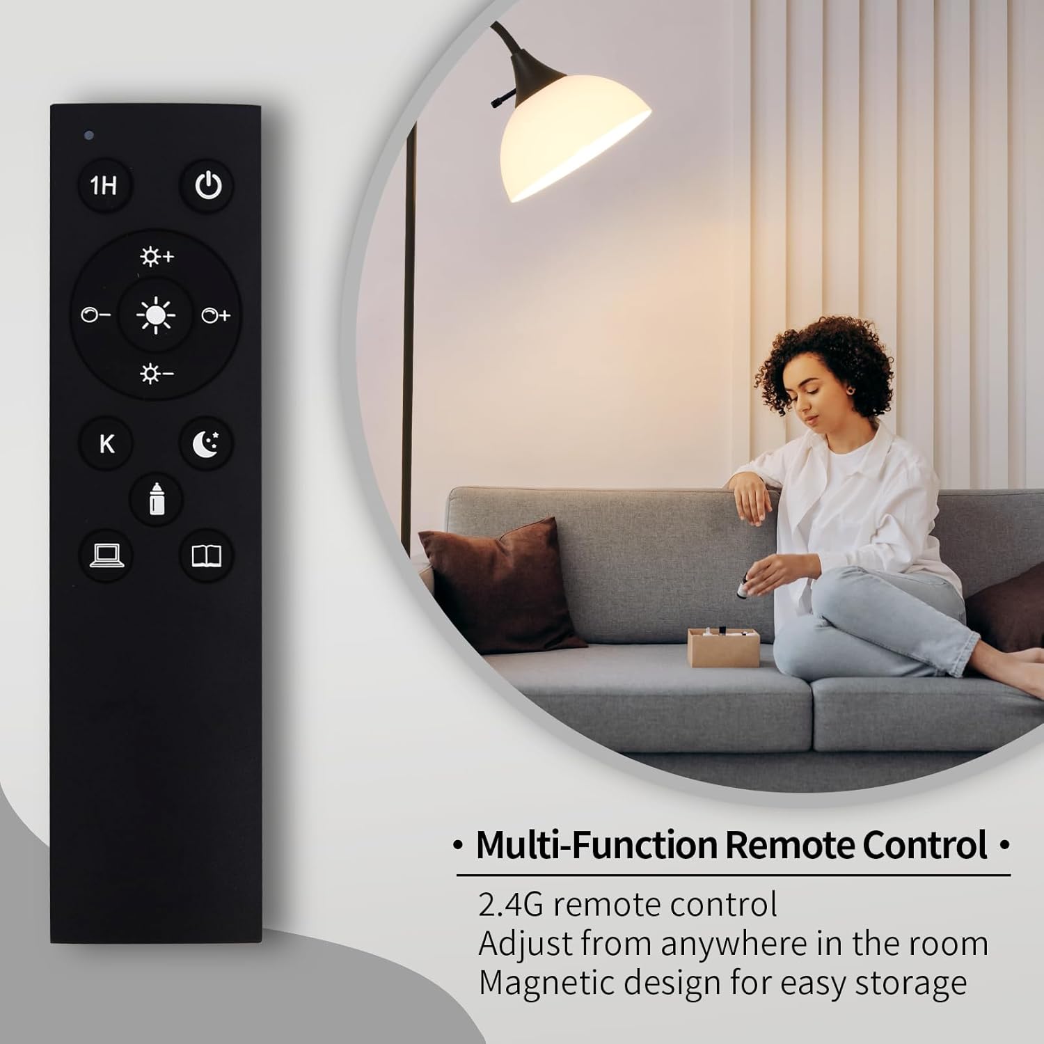 Floor Lamps for Living Room with Remote Control, Stepless Brightness Adjustable and 2700K-6500K Color Temperature, Adjustable Standing Lamp, Tall Standing Lamp for Bedroom Living Room Office