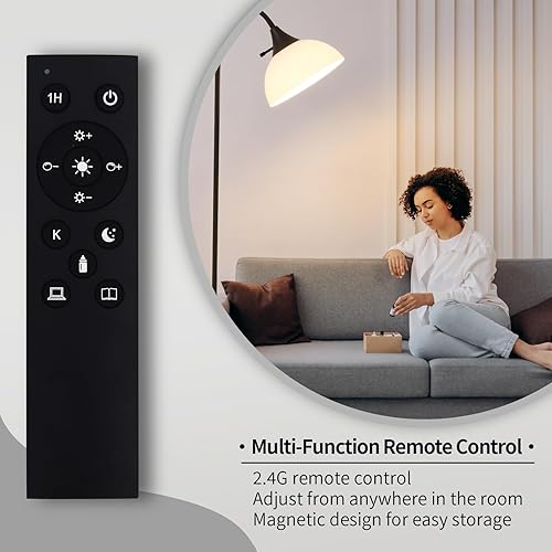 Miniatura 5 de Lámparas de pie para sala de estar con control remoto, brillo continuo ajustable y temperatura de color de 2700 K-6500 K, lámpara de pie de cuello