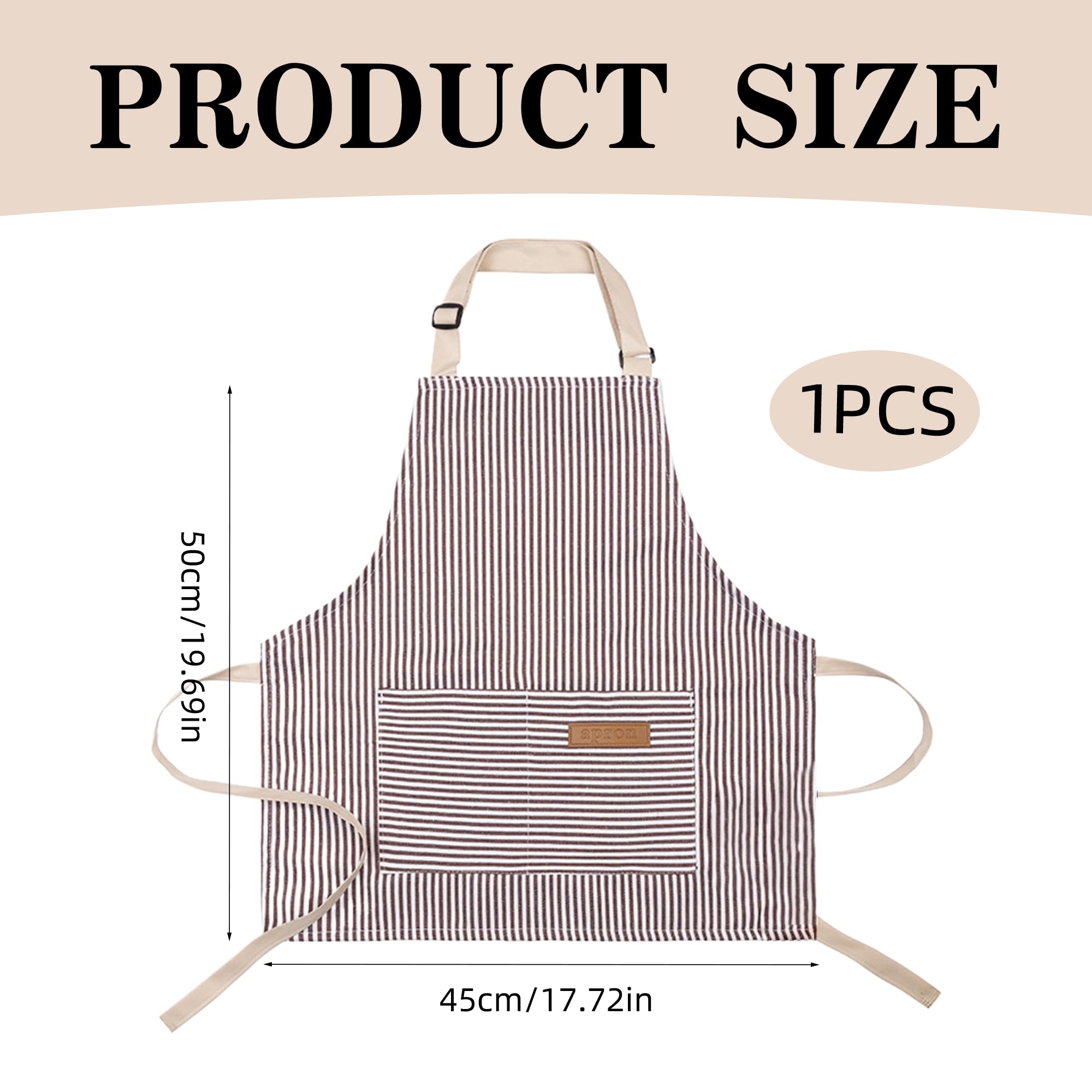 MEKEET 1PCS Kids Apron Gray Kids Aprons for Cooking Apron with 2 Pockets Striped Children Apron Adjustable Polyester Cotton Apron for Kids Painting Chef Apron Suitable for Boys and Girls - Image 2