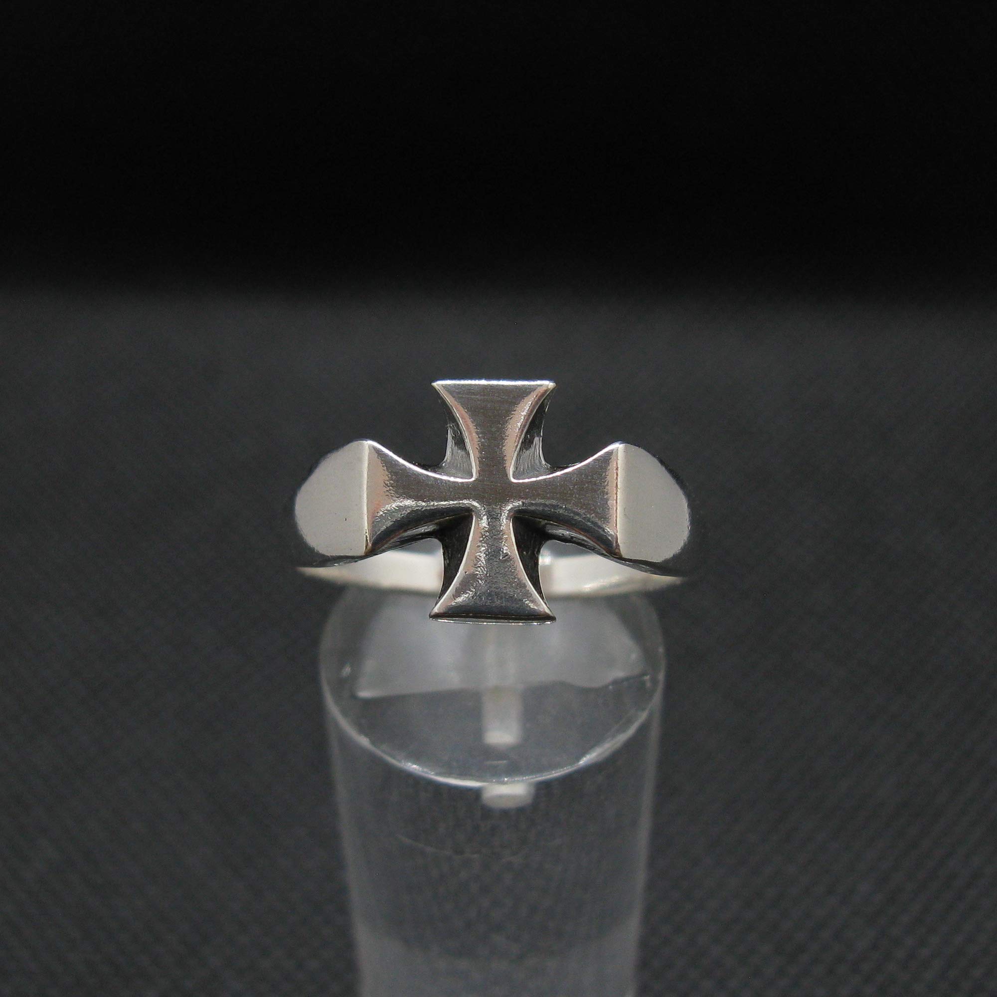 Echte Sterling Silber Herren Ring Kreuz Massiv Gestempelt 925 Komfort Passform