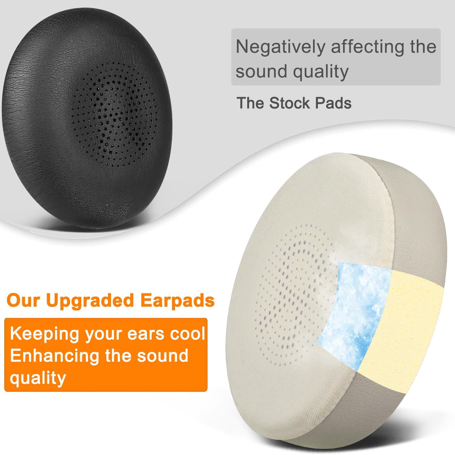 SOULWIT Cooling Gel Earpads Replacement for Jabra Evolve2 65 (Evolve 2 65MS 65UC MS UC)/Evolve2 40 (40UC 40MS USB)/Elite 45h On-Ear Wireless Headset, Ear Pads Cushions with Ice Silk Fabric - Gold - Image 7