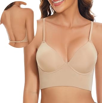 Low Back Bras for Women Push Up Deep V Neck Plunge Backless Bra Multiway Strap Convertible Bra Wire Lifting Bra