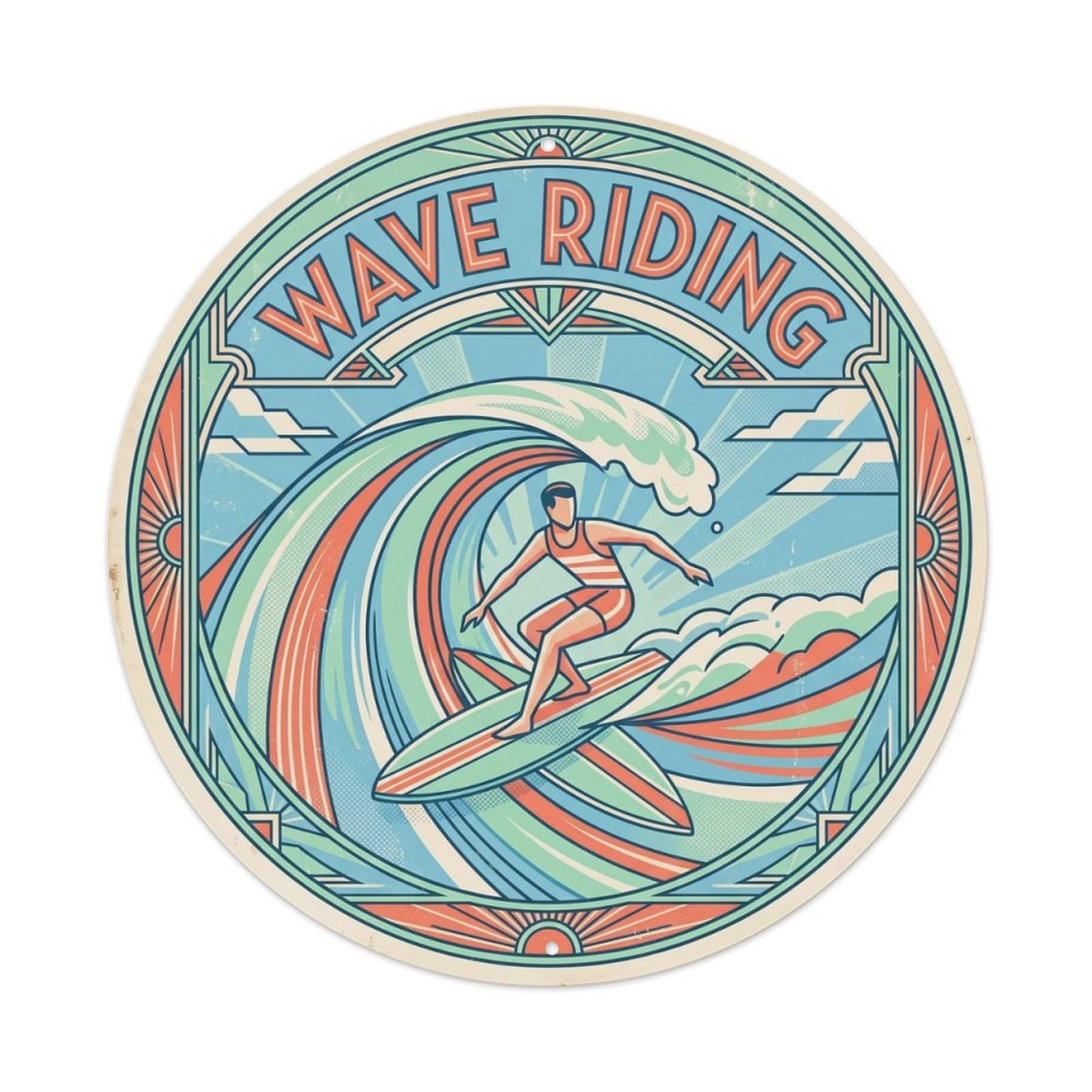 Wave Riding Hawaii Island Getaway Ocean Coast Surf Metal Tin Sign