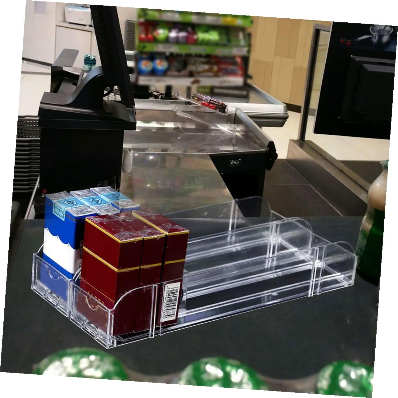 KICHOUSE 3pcs Cigarette Pusher Display Rack Sides Single Side Capacity Retail Store Dispenser Automatic Cigarette Case
