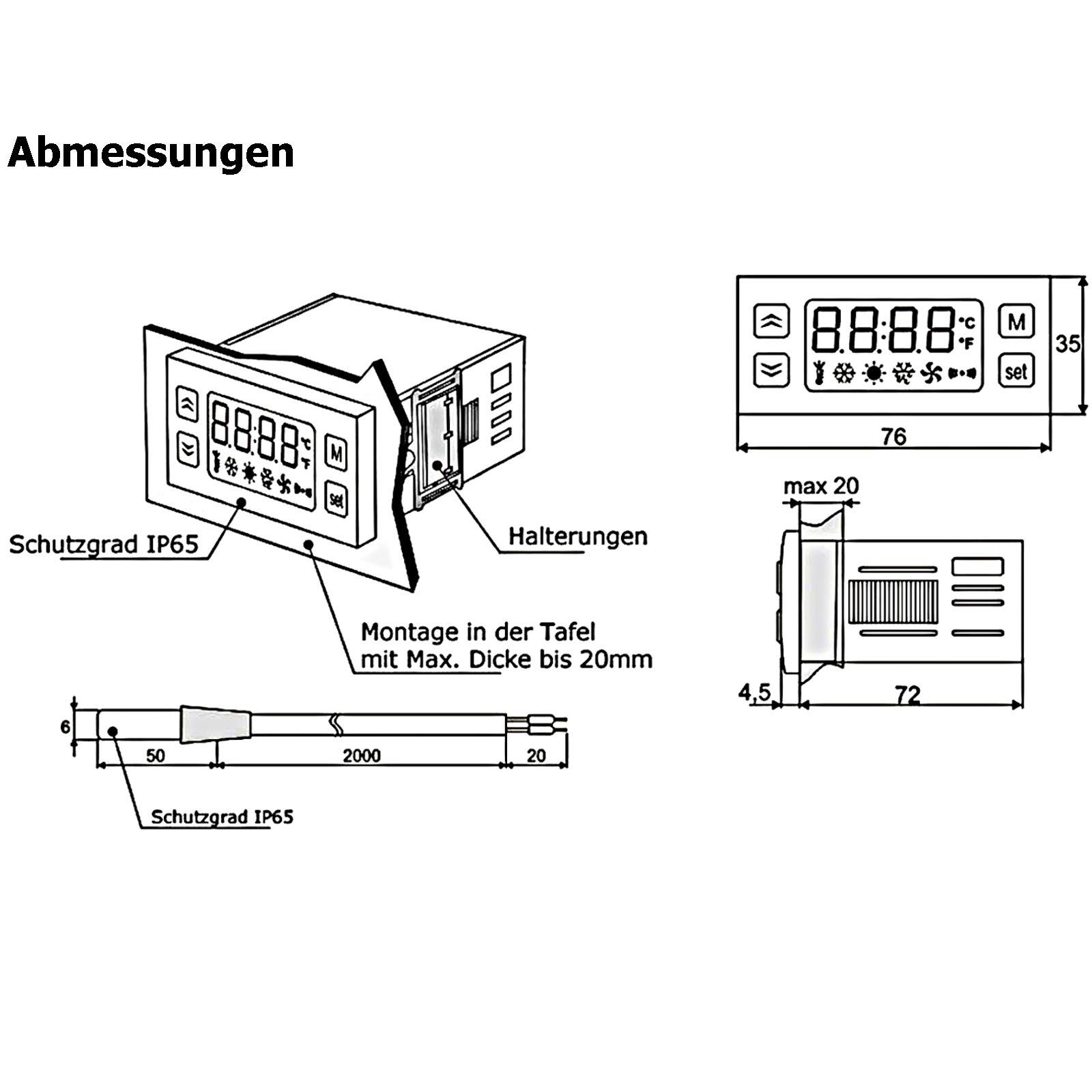Mi-10 Digital Thermostat 20A 230V Thermostatregler Temperaturregler Raumthermostat für Heizung