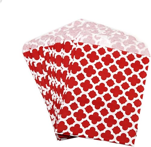 Miniatura 2 de The Baker Celebrations Combo Pack of 50 Red Paper Party Favors Bags Polka Chevron Stripes Spanish Tile Treat Bag 5 x 7.5 inches