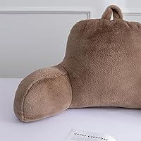 Vista 4 de A Nice Night Almohada de lectura suave de piel sintética, respaldo de cuña para adultos con brazos y soporte para la espalda para sentarse