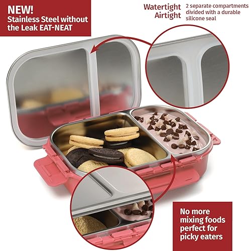 Miniatura 9 de Signoraware Bento Box de acero inoxidable para hombres, 34 onzas, rosa, a prueba de fugas entre 2 compartimentos