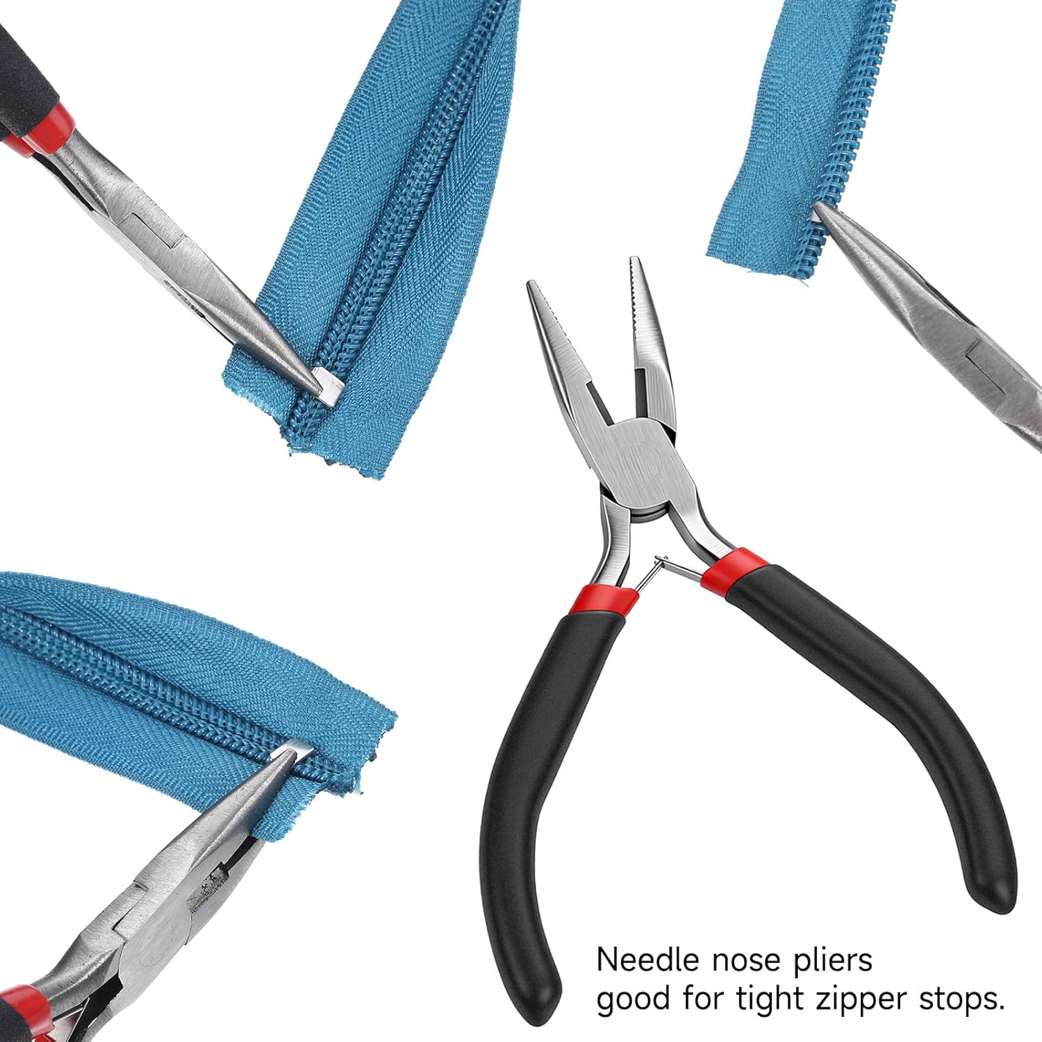 2 Pcs Zipper Install Pliers Zipper Repair Kit Mini Needle-Nose Plier End- Cutting Pliers for Jewelry Making Zippers Install Replacement Repair Hand Fix Tool