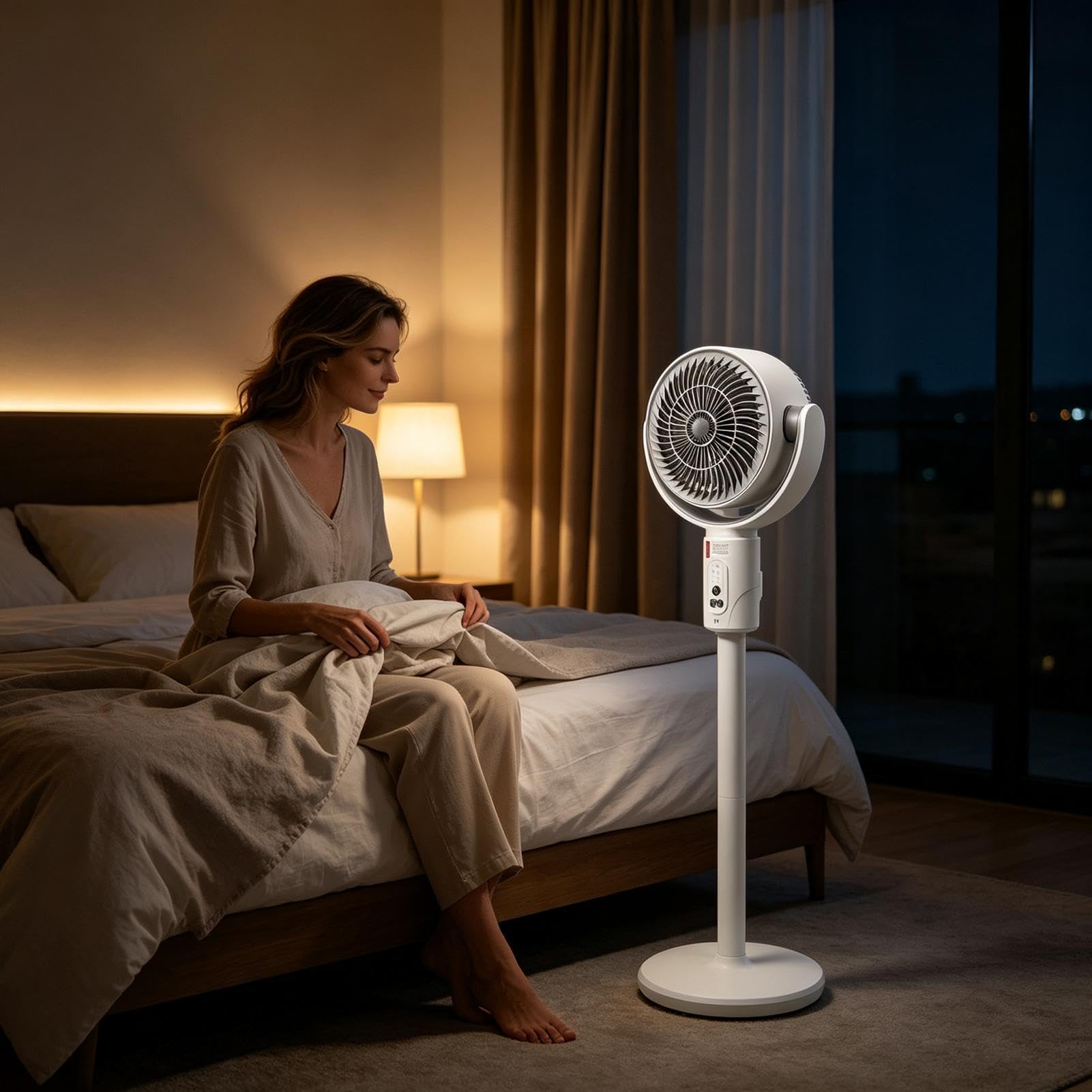 Ventilador de pie portátil con 4 velocidades, bajo nivel de ruido, altura