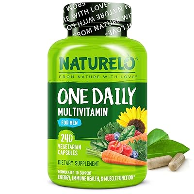 NATURELO Mens Multivitamins - One Daily Multivitamin for Men with Vitamins, Minerals & Organic Whole Foods, Boost Energy & Health, Non-GMO, 240 Vegetarian Capsules