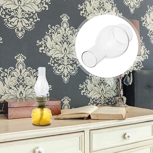 Miniatura 8 de Toyvian Lámpara de aceite para chimenea, pantalla de cristal vintage de queroseno, base de 2 pulgadas, lámpara de queroseno transparente antiguo