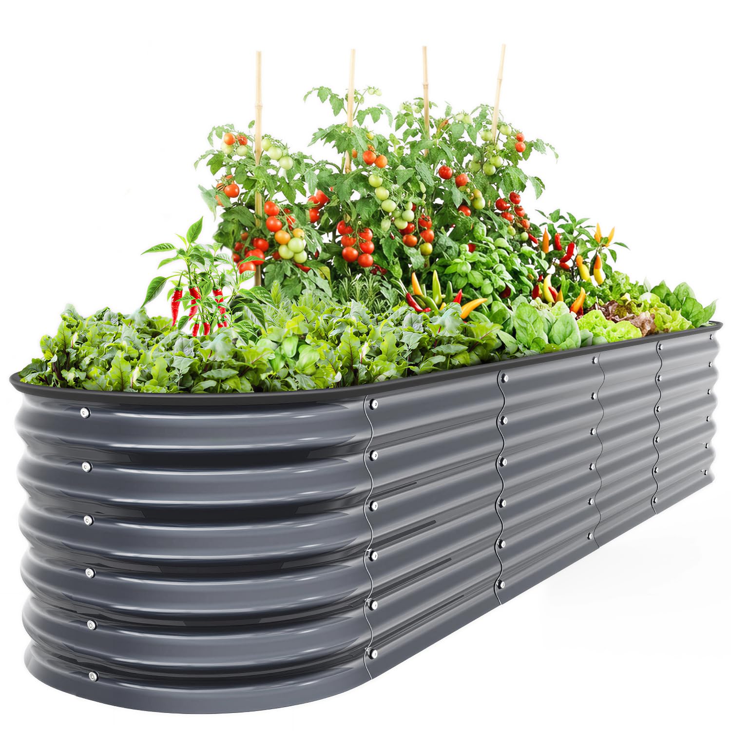 Ohuhu Hochbeet Metall 240x60x45 cm, 9-in-1 Pflanzbehälter Kit aus verzinktem Aluminium-Stahl, Hochbeete für Garten & Balkon, Pflanzkasten für Gemüse, Kräuter & Blumen Anthrazit
