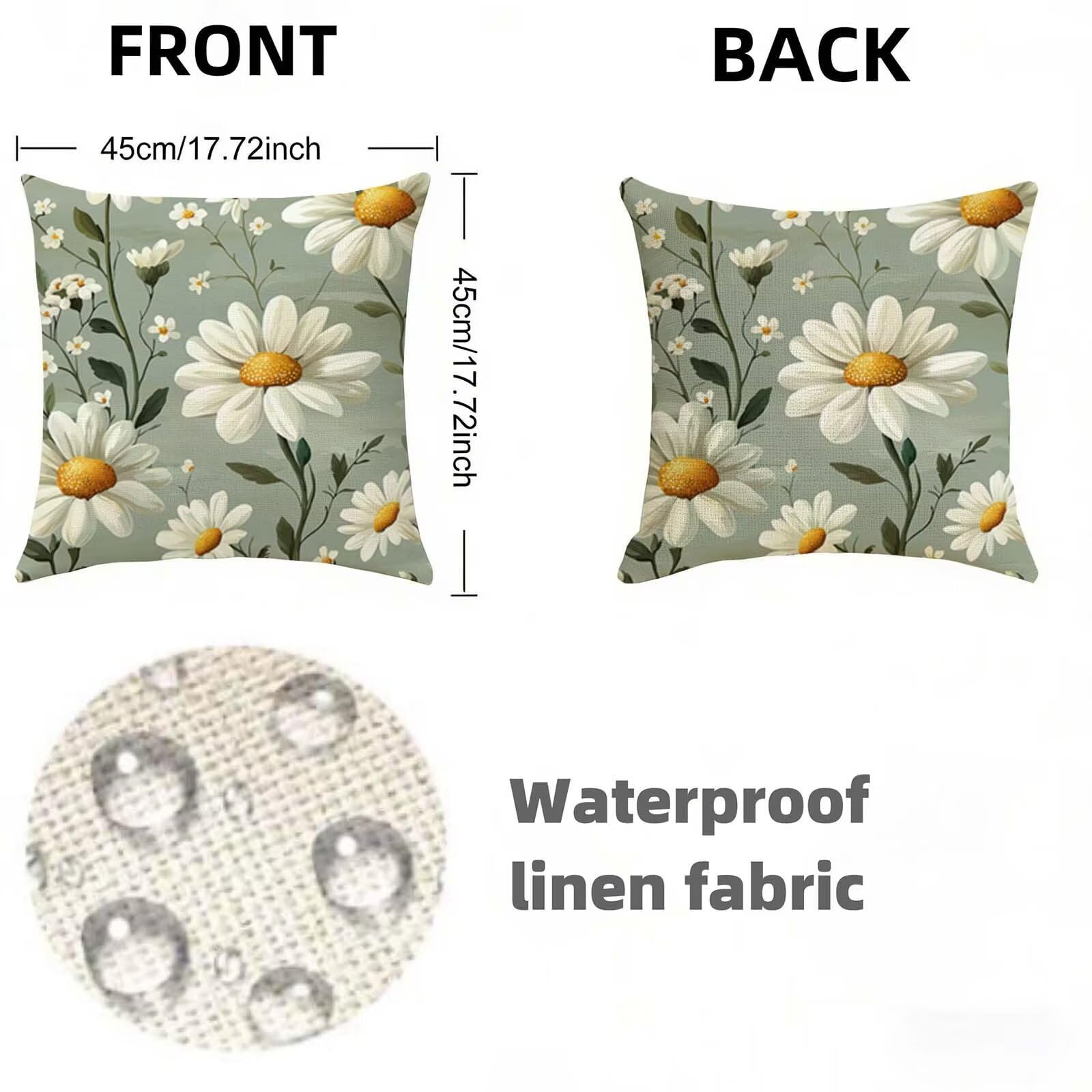Poszewki na poduszki w kwiaty 80 x 80 cm, zestaw 2 szt., kolor kaczego jajka, poszewki na poduszki, dwustronne, zabawne, trwałe, można prać w pralce, do salonu, idealna dekoracja domu, prezent X-110