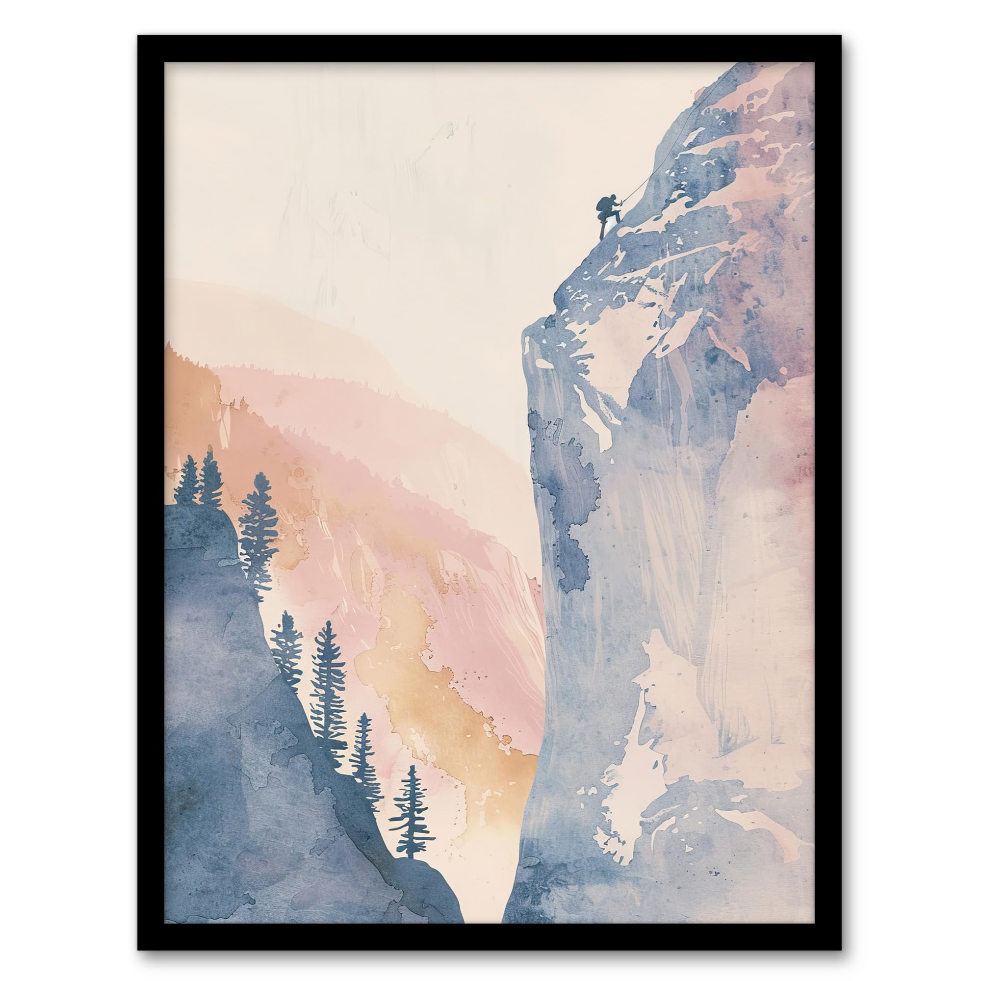 Artery8 El Capitan Yosemite Rock Climber Soft Watercolour Living Room Artwork Framed Wall Art Print 18X24 Inch