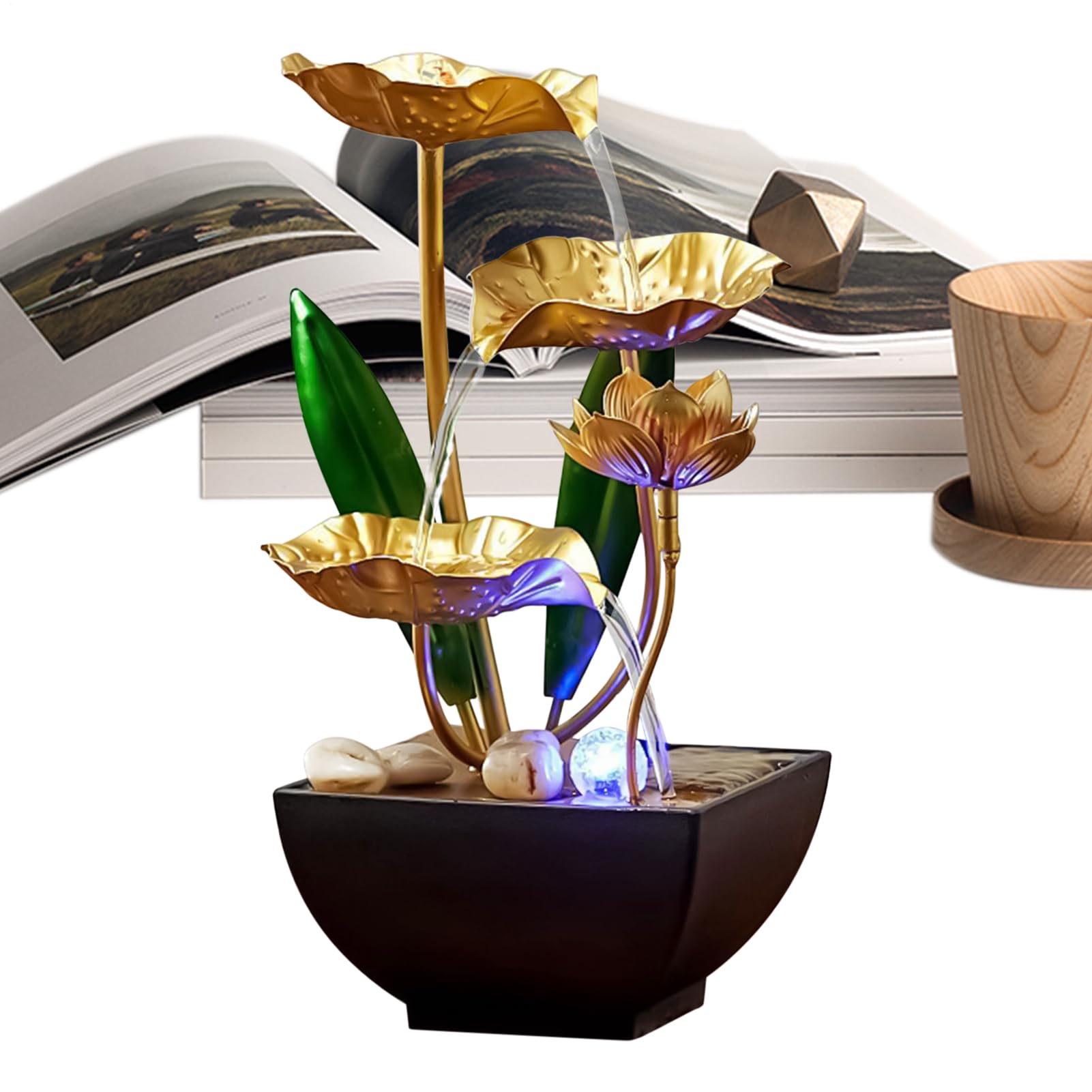 lyanny Fuente De Escritorio De Interior - Relajación Zen Con Iluminación LED Relajante,Con Sonidos Relajantes Fuente De Agua Para Interiores - Para Acuario Oficina Sala De Estar Dormitorio Hotel Pieza
