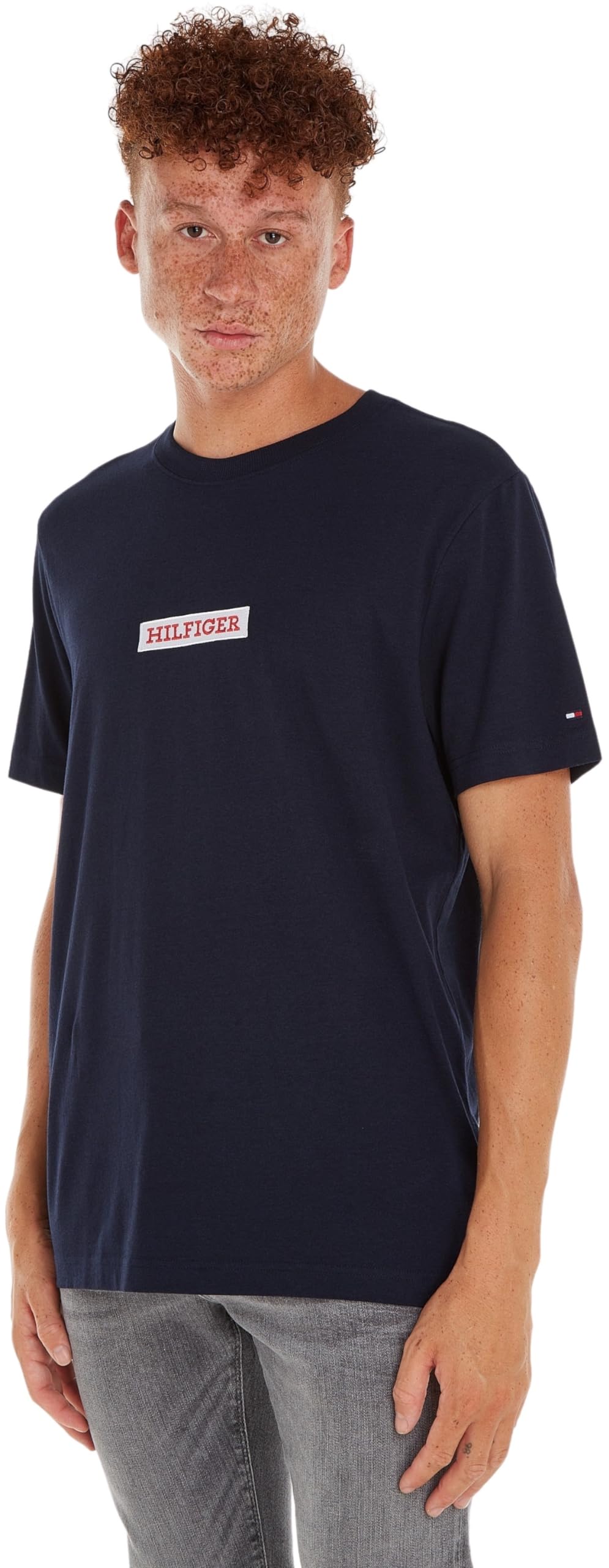 Tommy Hilfiger Hombre Camiseta Manga Corta Cuello Redondo, Azul (Desert Sky), M