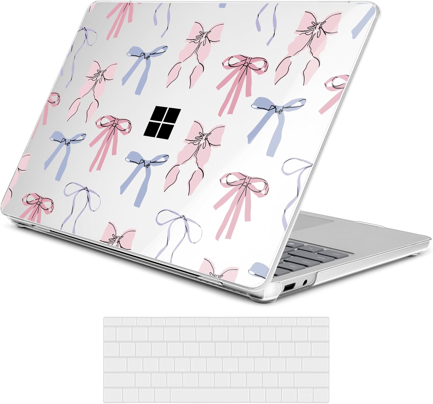 Creative Clear Case for Microsoft Surface Laptop 13 inch Copilot+ PC 2025 (Latest Model), Ultra-Slim Lightweight Protective Cover with Artistic Pattern, Pink Bow