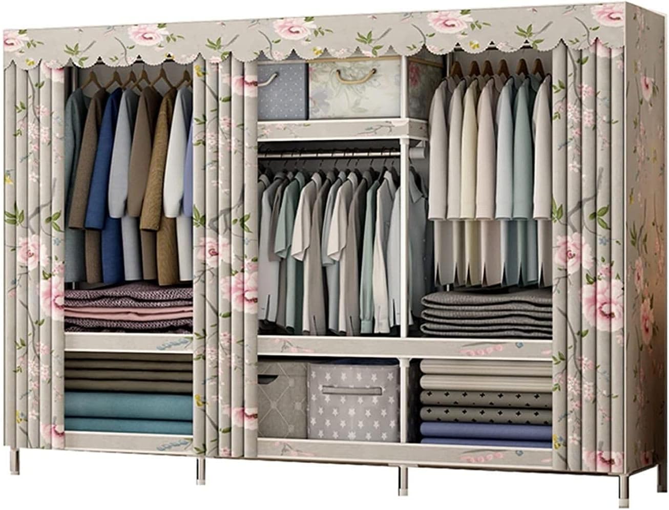 Metal Wardrobe Open Wardrobe Organiser Bedroom Wardrobes Division Clothes Rack (Color : C Size : 172 45 180CM) (A 172 * 45 * 180CM)