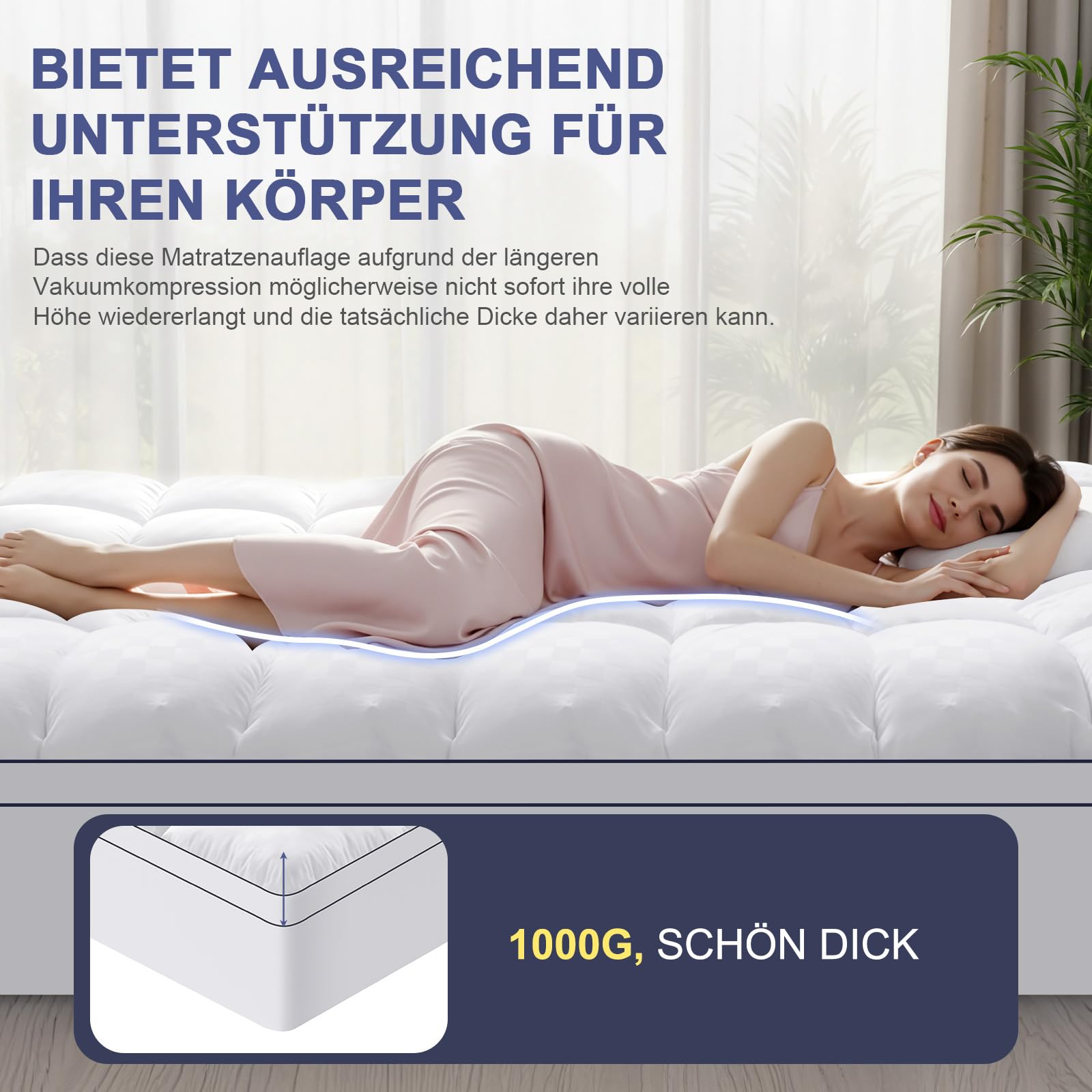 Nakładka na materac 140x200cm, 1200gsm Ultra miękka nakładka na materac z 4 antypoślizgowymi narożnikami, Premium nakładka na materac hipoalergiczna, topper z mikrofibry do mycia w pralce